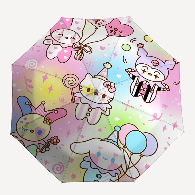 1pc Hello Kitty Carnival Celebration Umbrella - Automatic Open/Closed with Foldable Design, Iron Frame, Outdoor Use, Festive Gift for Fans, Travelers,