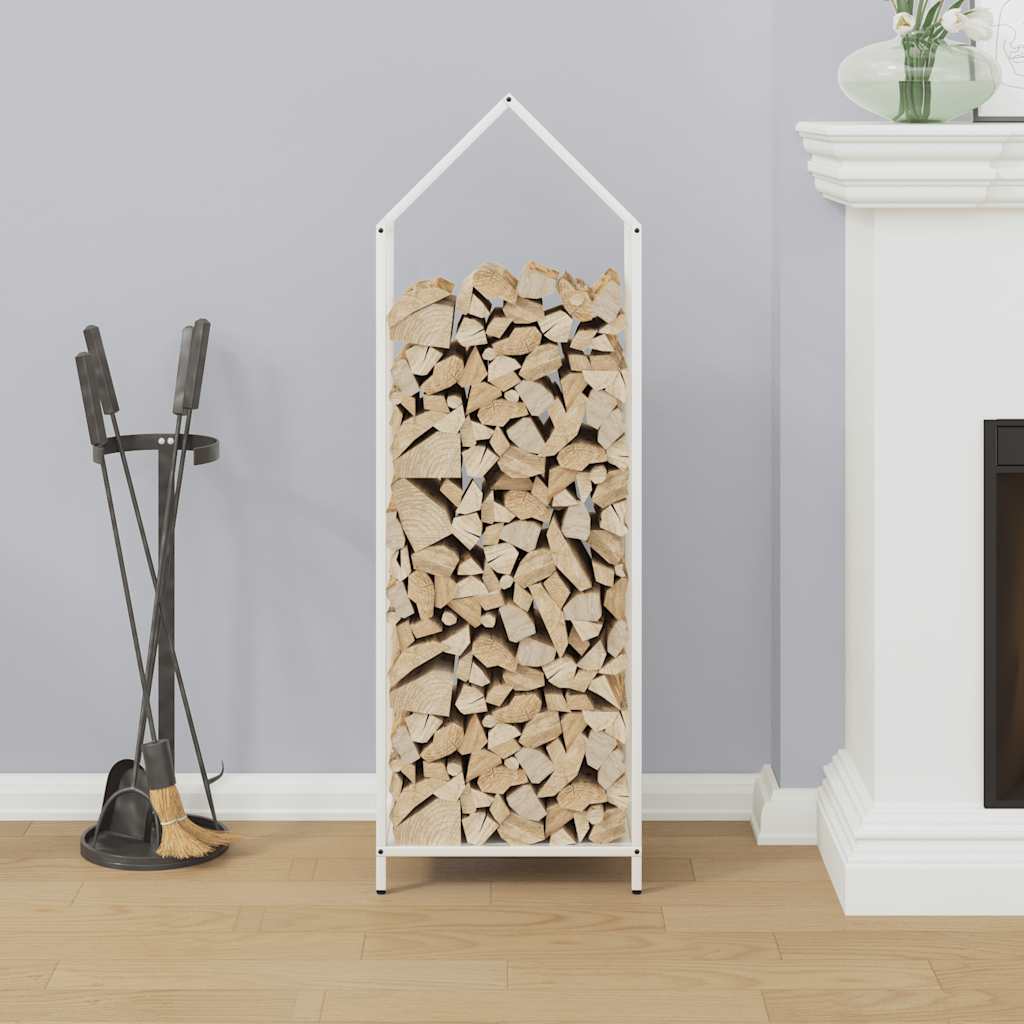 Firewood Rack White 40 x 25 x 120 cm Cold Rolled Steel
