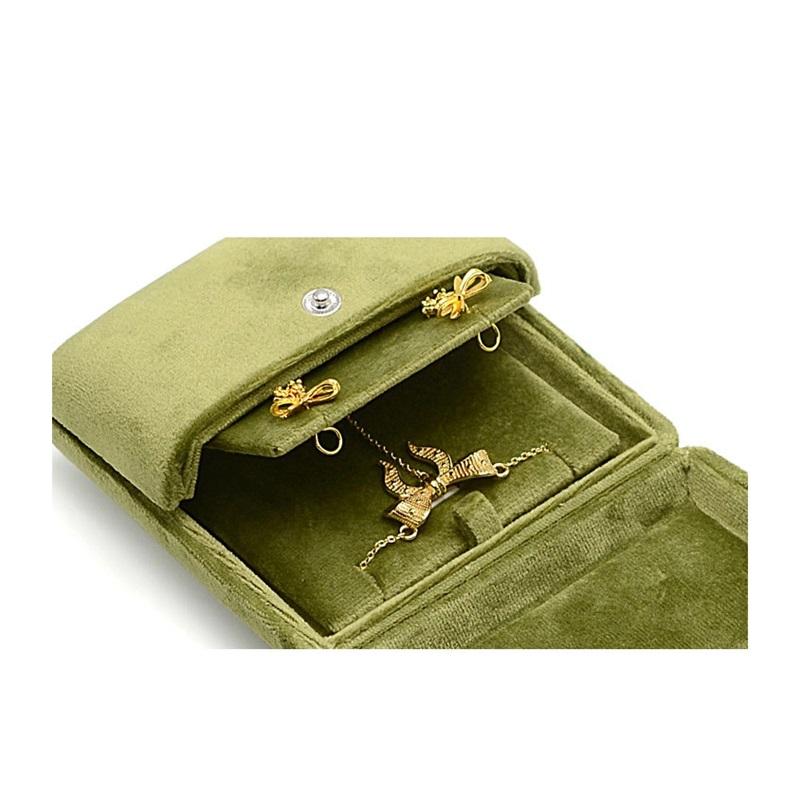Double Opening Grass Green Velvet Jewelry Box For Rings Earrings Necklaces Bracelets And Bangles Elegant Jewelry Packaging Storage Solution