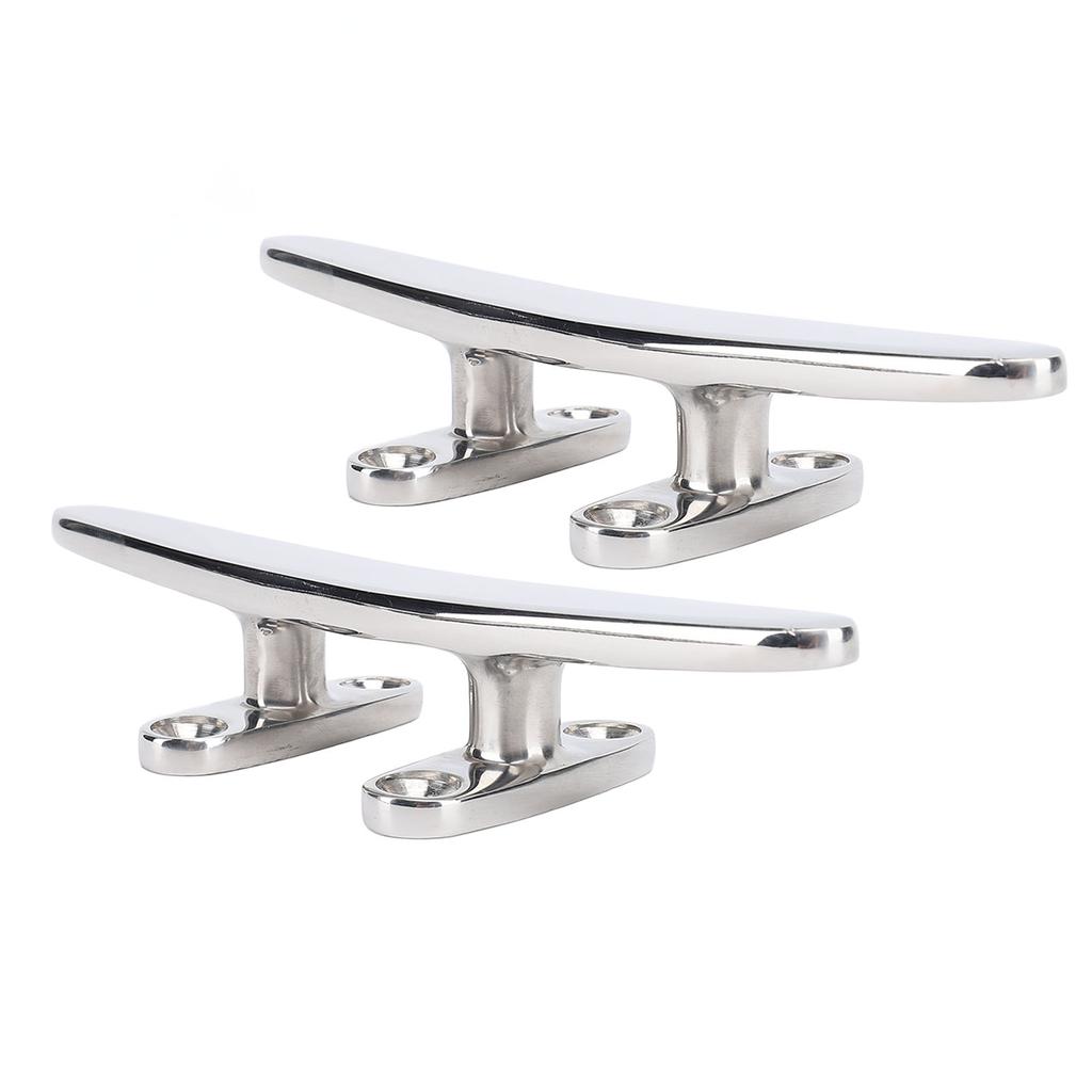 2Pcs 6in Boat Cleat 316 Stainless Steel Heavy Duty Flat Marine Grade Rope Cleat for Yacht Speedboat Cargo Ship