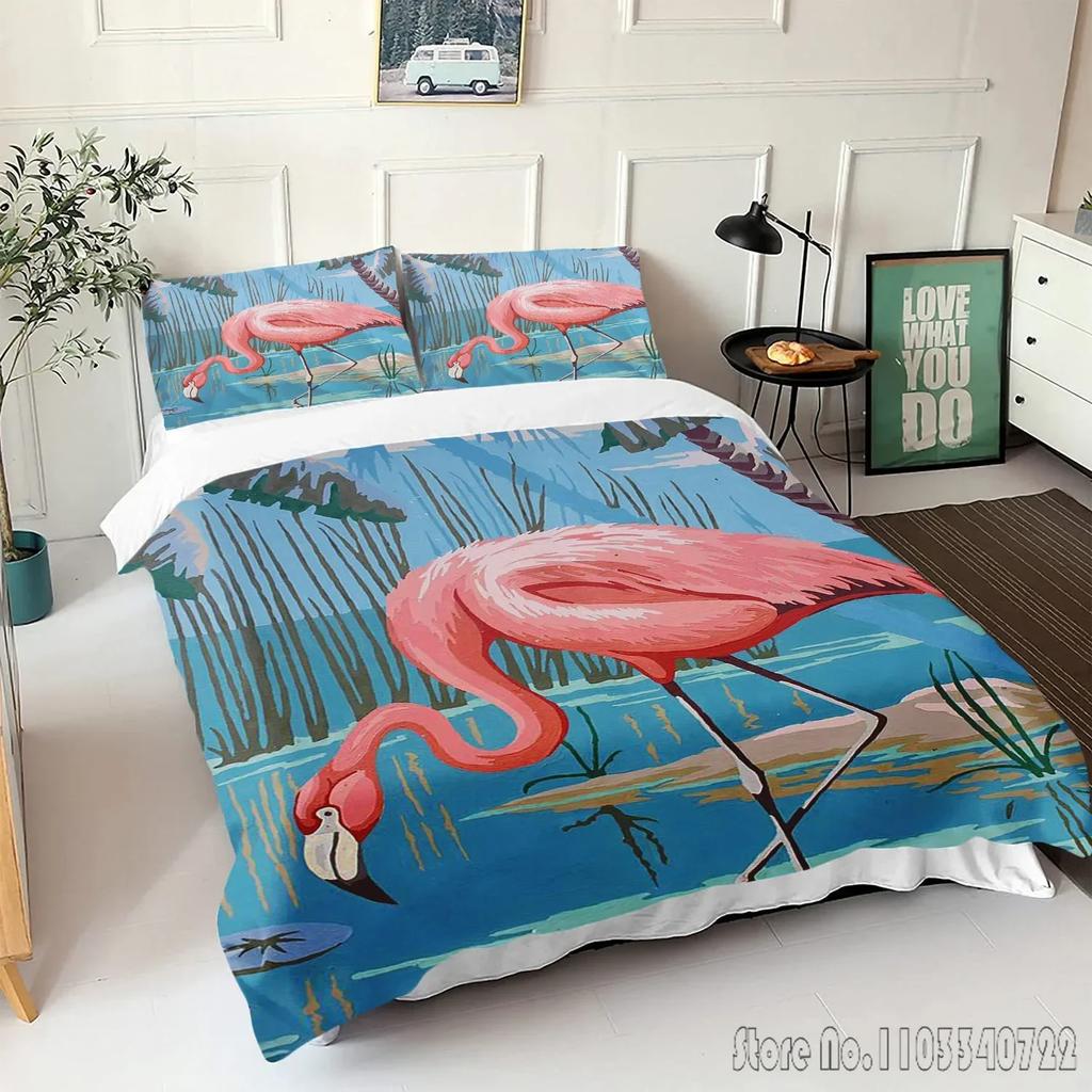 Comforter Flamingo Cartoon Love Child Hd Comforter Bedclothes For Kids Bedding Sets Bedroom Decor