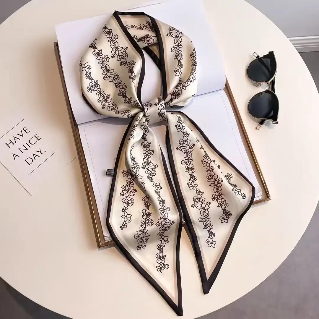 

Модный принт лента для волос шарф женский шейный галстук сумка шарфы атласный шелк узкие платки женские платки цветочные ленты 2025Новинка 13x145