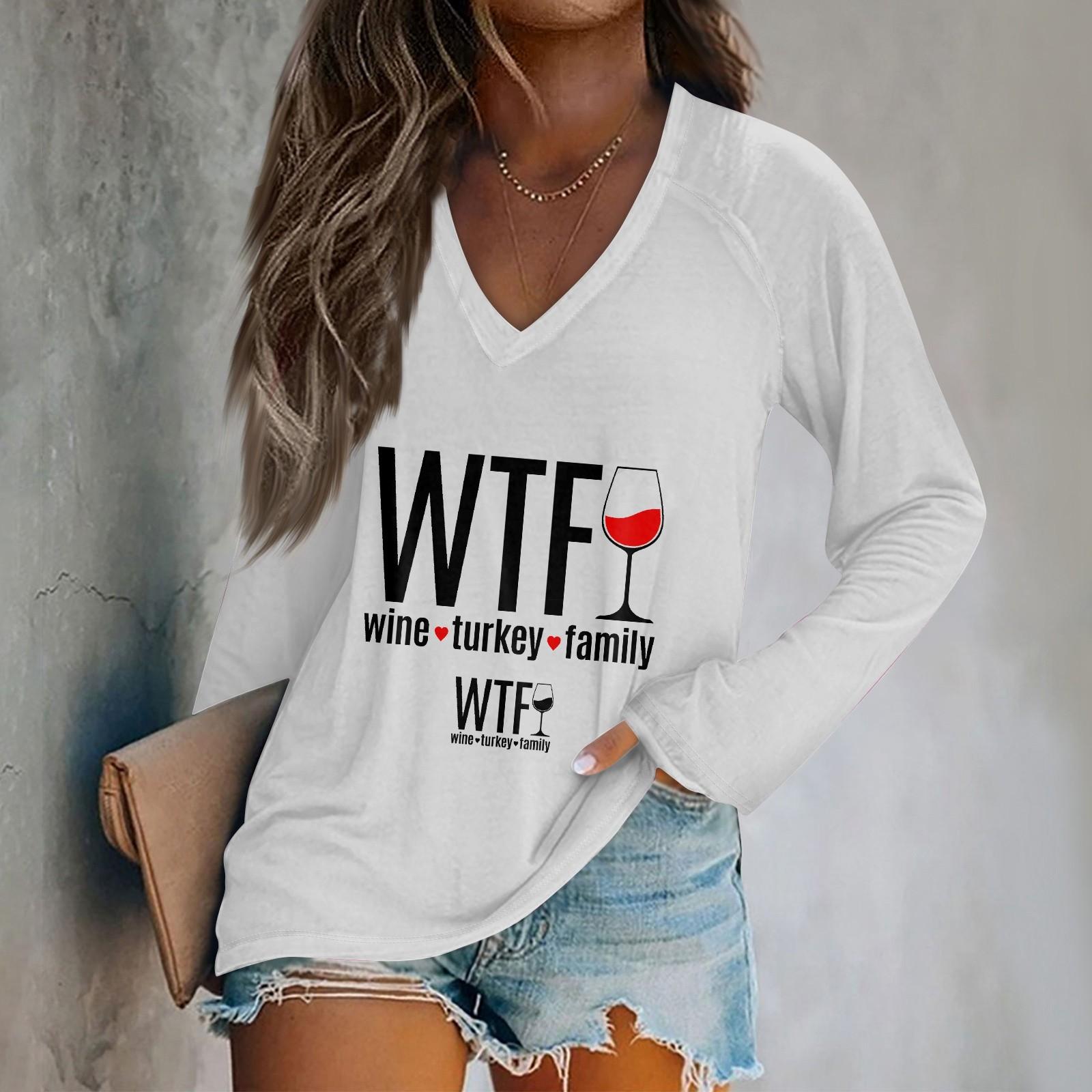 

Женская повседневная мода с графическим принтом, винтажный повседневный принт, длинный рукав, V-образный вырез, пуловер, топ, блузка, Рождество XXL белый