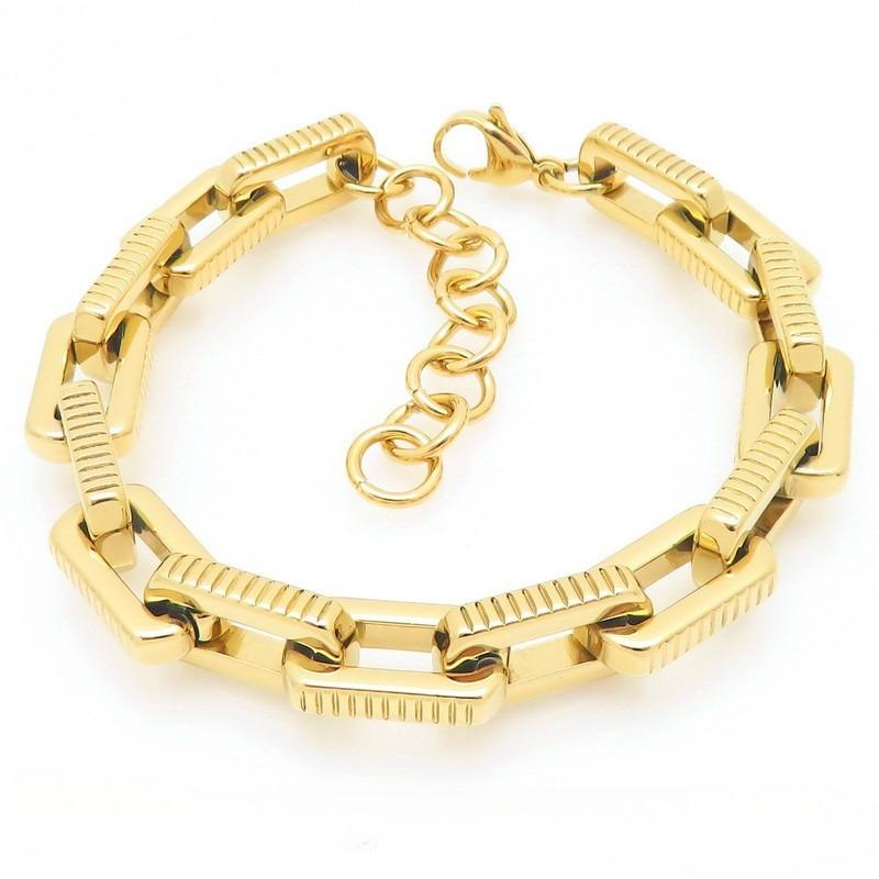 2025 Trendy Motorcycle Handpiece Fashion Gear Pattern Square Chain Men's Adjustable Bracelet