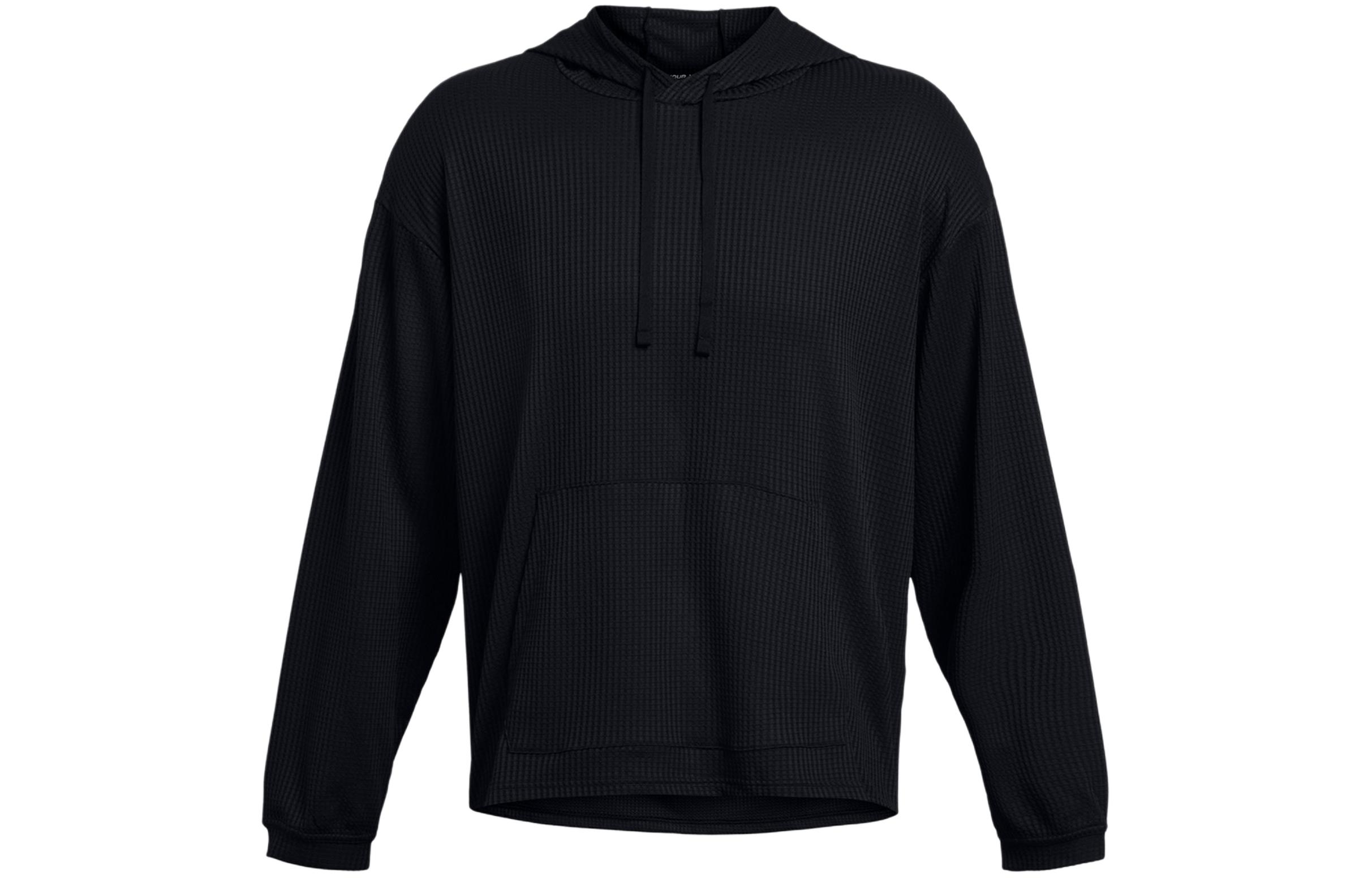 Under Armour Rival Waffle Hoodie Sweatshirt Men s Black 1383108-001 LG