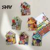 Vintage House Magnet Refrigerator Magnet, Colorful Fairy Tale Town Metal Cabinet Magnets Fridge Magnetic Kitchen Decoration Accessories Miniature Home
