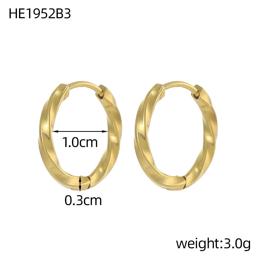 CARLIDANA Chic Simple Hoop Earrings Ins Simple Women Fashion Earrings Stainless Steel Gold Plated Twisted Circle Huggies Earring