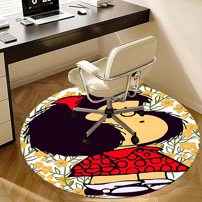 Mafalda Inspired Chair Mat - Round Carpet for Home Decor, Office Use, Gift Idea - Suitable for Bedrooms