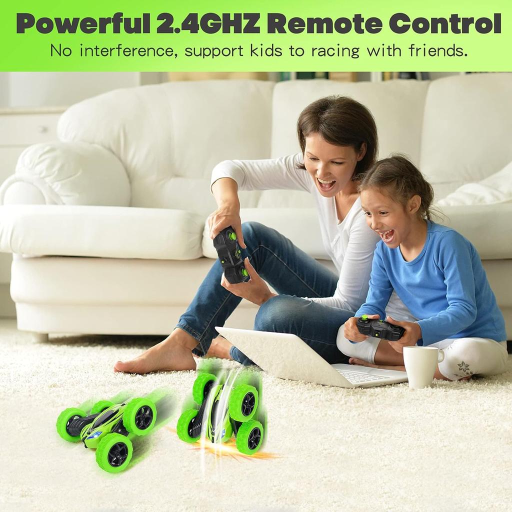 Remote Control Car, 4WD RC Cars with Double Sided 360 Degrees Tumbling and Rotating, 2.4GHZ RC Stunt Car with LED