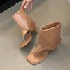 Absätze Damen Moderne Sandalen Stiefeletten Schuhe Mode Quadratische Zehenspitze Damen Slip-on Schuhwerk Offene Zehenspitze Damen Knöchelhohe Stiefel Schuhe Flip-Flops