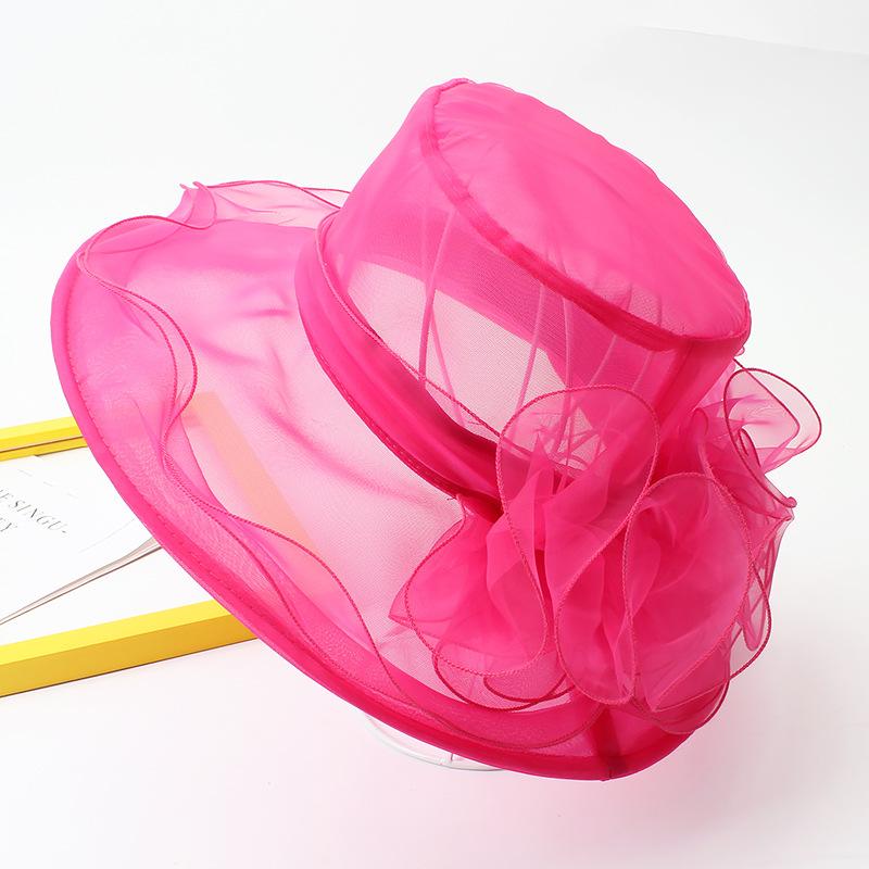 Hat Female Summer Hepburn Eugen Flower Vacation Beach Sunscreen Shade Flat Top Sun Hat Big Brim