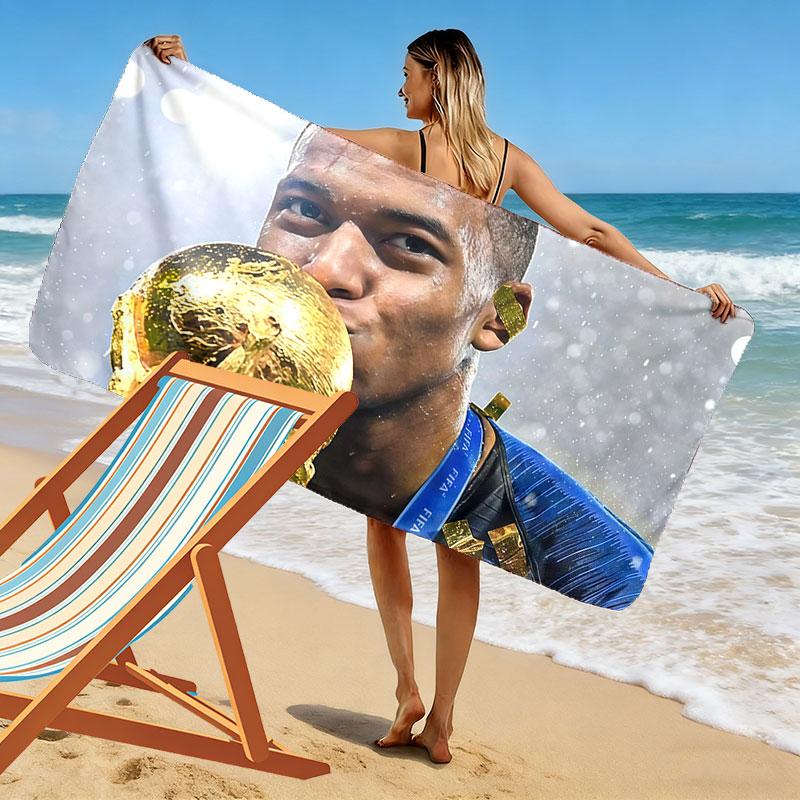 Kylian Mbappé Print Beach Towel, Large Soft Quick Dry Towel for Beach Camping Swimming