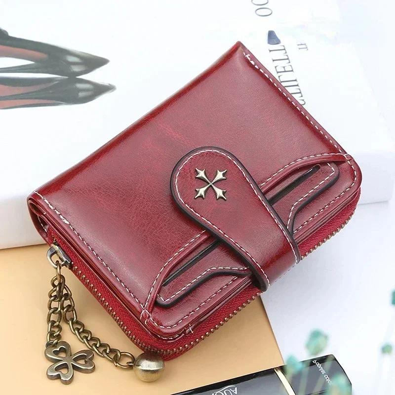 Portafogli e portamonete da donna Borsa per soldi in pelle PU Borsa corta da donna con cerniera Porta carte di monete piccole Frizione rossa blu Portafoglio da donna nuovo
