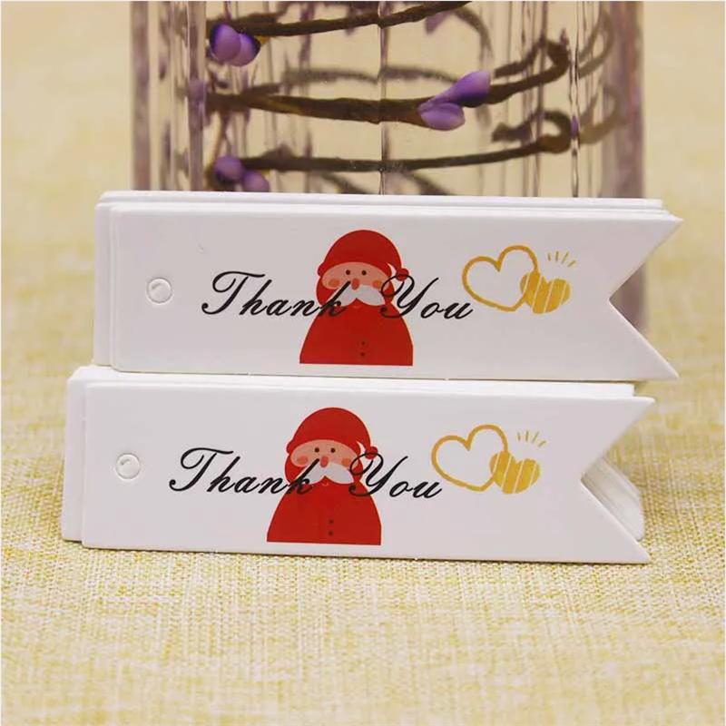 100Pcs DIY Handmade Christmas Labels Hang Tags Gift Wrapping Paper Tag  Lovely Party suppiles tag Cards Xmas Decoration tag