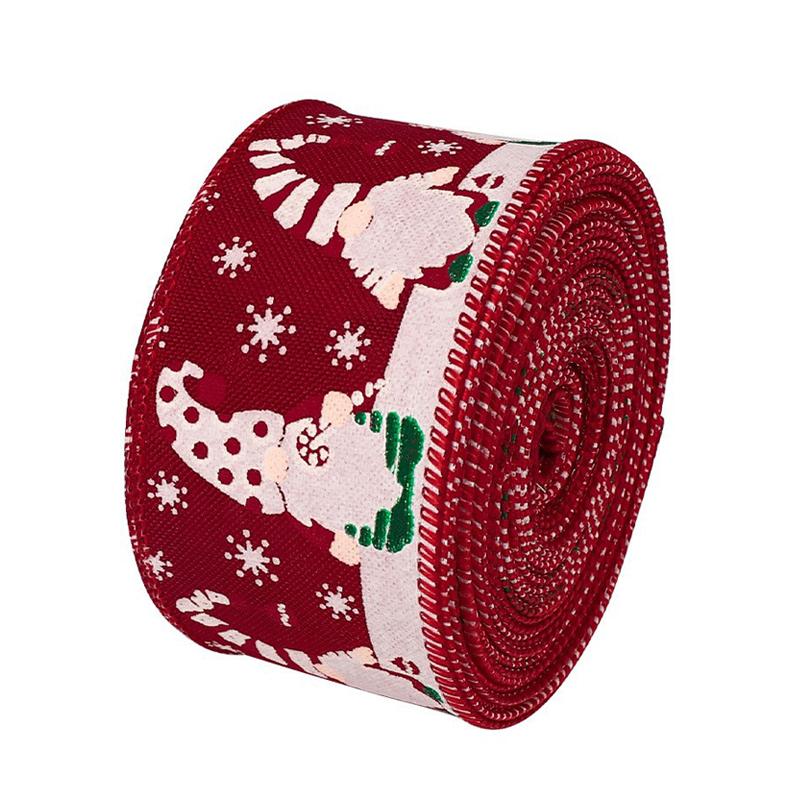 5m Flax-Like Hemming Band Santa Claus Ribbon Decorative Craft Ribbon Santa Claus Craft Tape