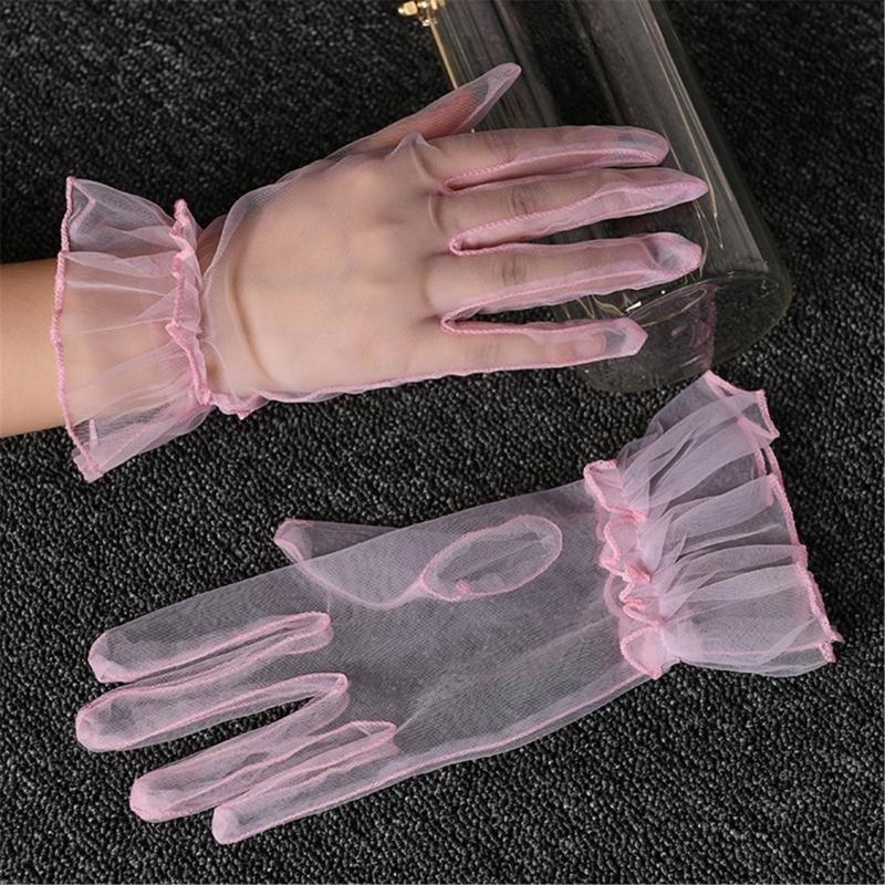 Wedding Gloves Proms Gloves Tulle Short Thin Gloves for Operas Women Lady Theme Proms Costume Accessories