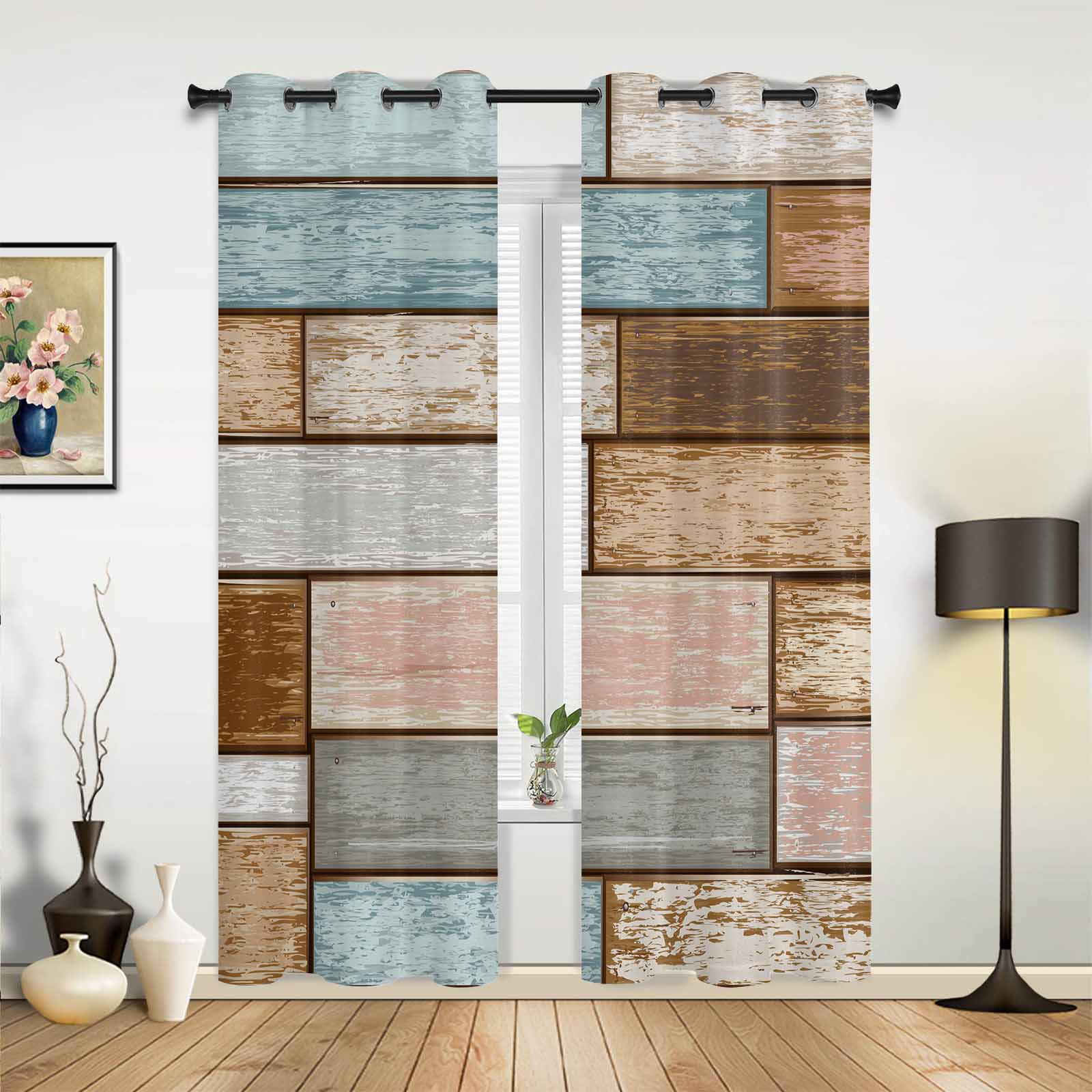 

Красочные деревянные доски ретро-шторы для окон, украшение дома, шторы для гостиной, шторы для детской комнаты, шторы для кухни, спальни 135W x 60H(cm) x1