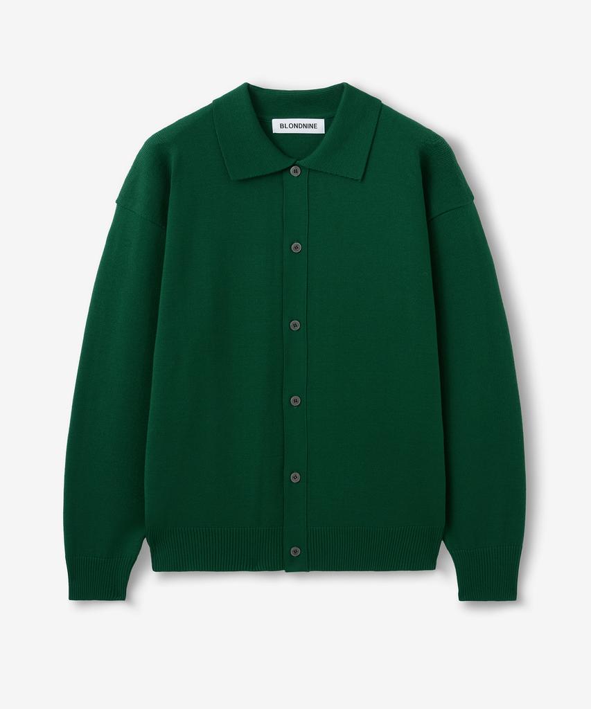 Blond9 Soft Texture Collar Knit Cardigan_Green