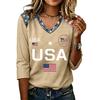Long Sleeve Shirts for Women Womens Long Sleeve Tops Long Sleeve T Shirt Women Long Sleeve Going Out Tops for Women USA Flag Print V Neck Casual Shirt