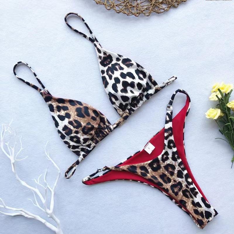 Sexy zvířecí leopardí obvaz s potiskem vycpaná podprsenka plavky plavky plážové plavky ženy letní souprava bikini bikiny dovolená