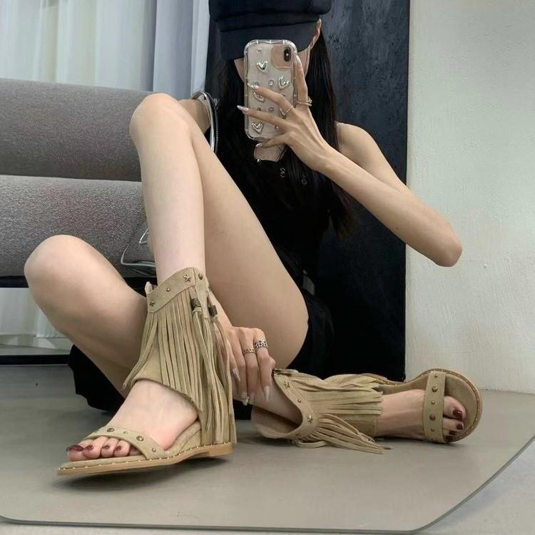 Stivali da cowboy occidentali da donna in stile romano, alla moda, con punta a clip e cerniere posteriori, stivaletti a metà polpaccio, con elevazione interna, scarpe da donna