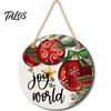 Rustic Farmhouse Ornament Wooden Christmas Welcome Sign, Animal Round Hanging Door Decor, Festive Wall Sign for Window Garden Holiday Decor