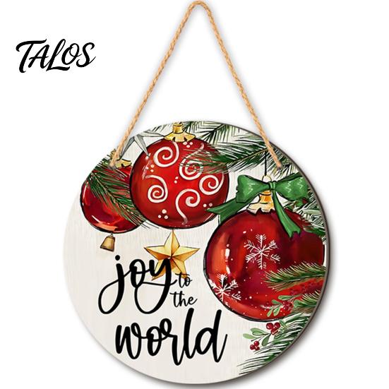 Rustic Farmhouse Ornament Wooden Christmas Welcome Sign, Animal Round Hanging Door Decor, Festive Wall Sign for Window Garden Holiday Decor