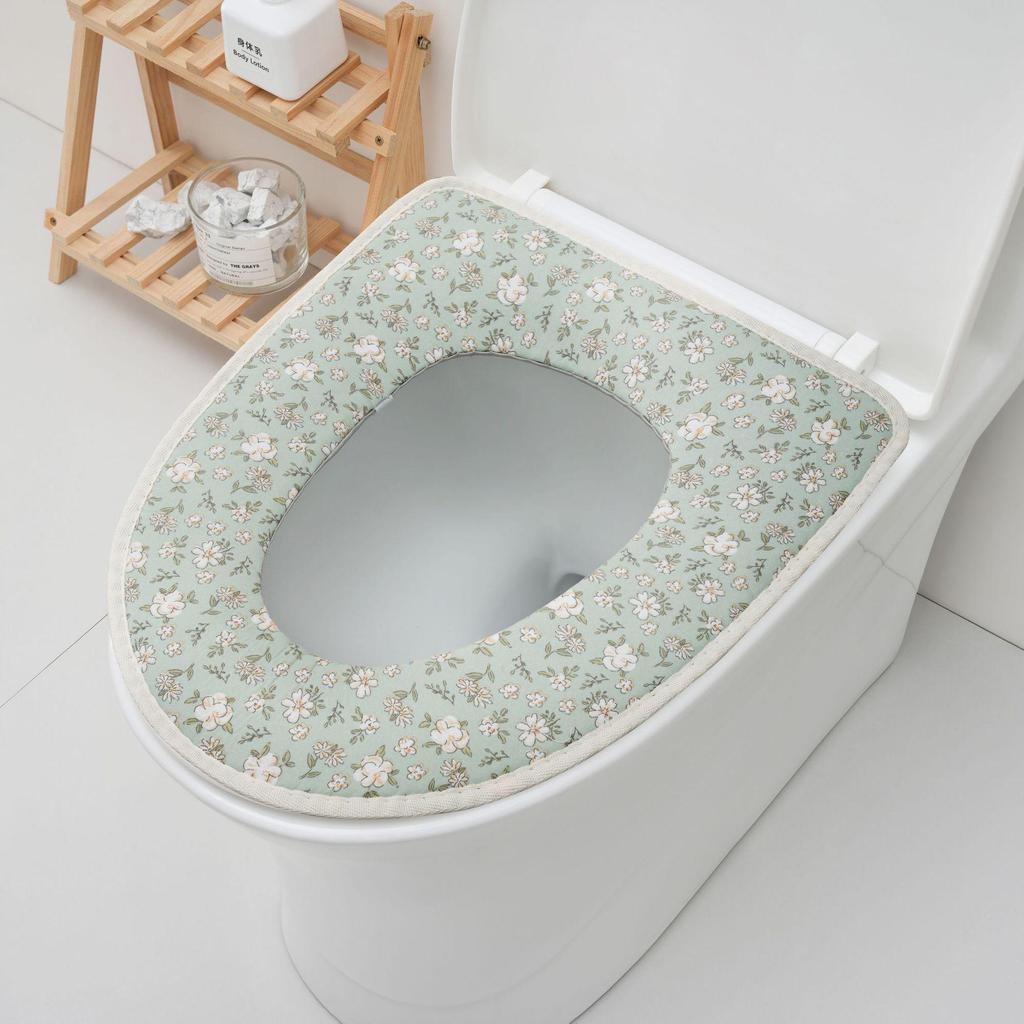 Breathable Cotton Linen Washable Toilet Seat Cover with Handle and Zipper - Universal Fit and Skin-Friendly