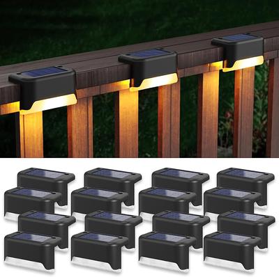 Solar Deckleuchten 12er Pack Außen Stufenleuchten Wasserdicht LED Solarleuchten für Geländer Treppen Stufe Zaun Hof Terrasse und Gehweg