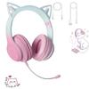 Căști drăguțe cu urechi de pisică, Căști wireless Bluetooth 5.1 cu microfon detașabil cu anulare a zgomotului, Stereo HiFi, Cu fir/Fără fir, Gaming cu utilizare dublă