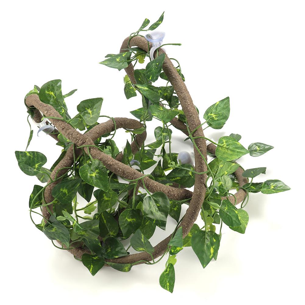 Reptile Climbing Branch Flexible Jungle 9.84ft Rattan 3 Vines( 9.84ft Rattan+Scindapsus Leaves)
