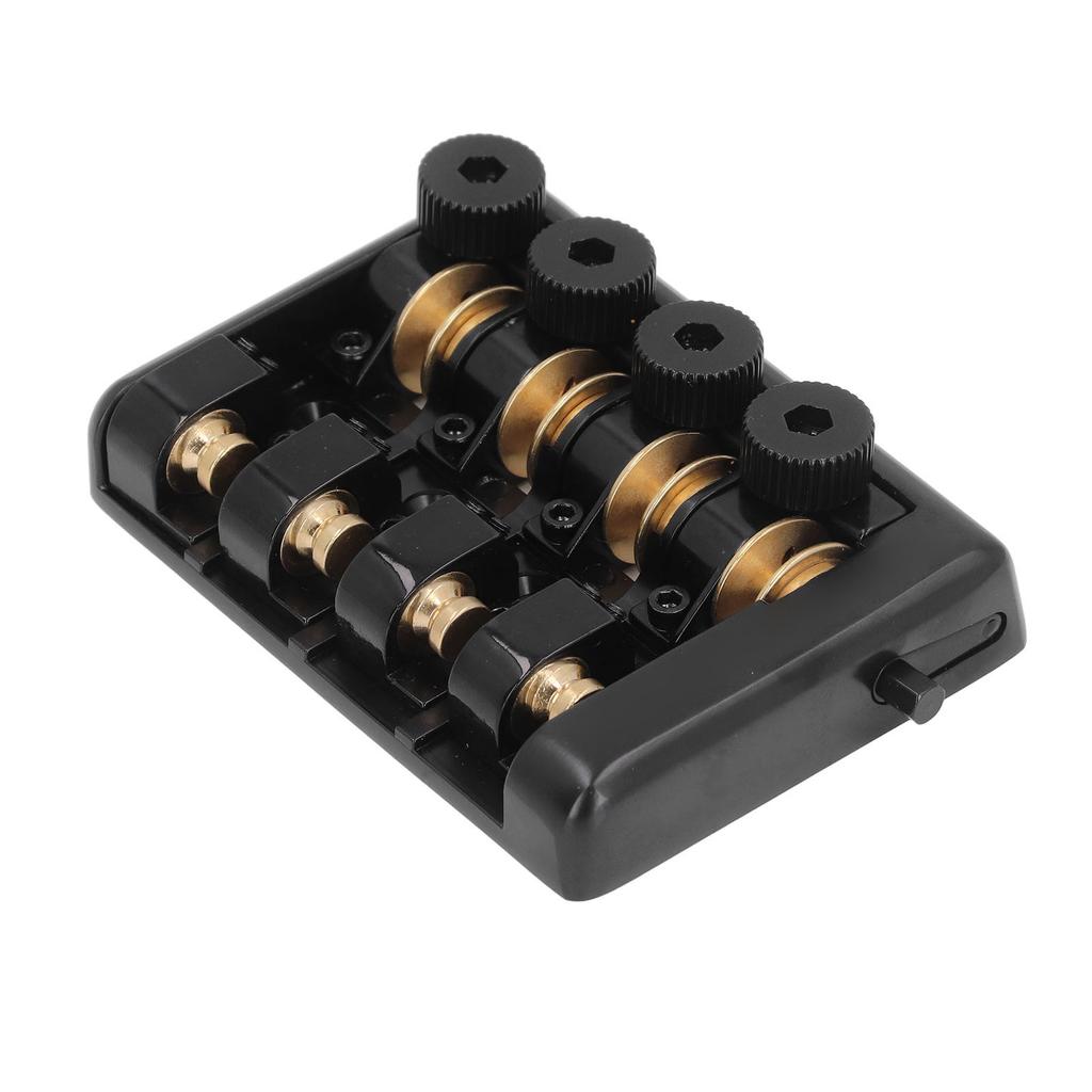 4 String Headless Electric Bass Bridge Zinc Alloy Brass Bridge Replacement with String Lock Black