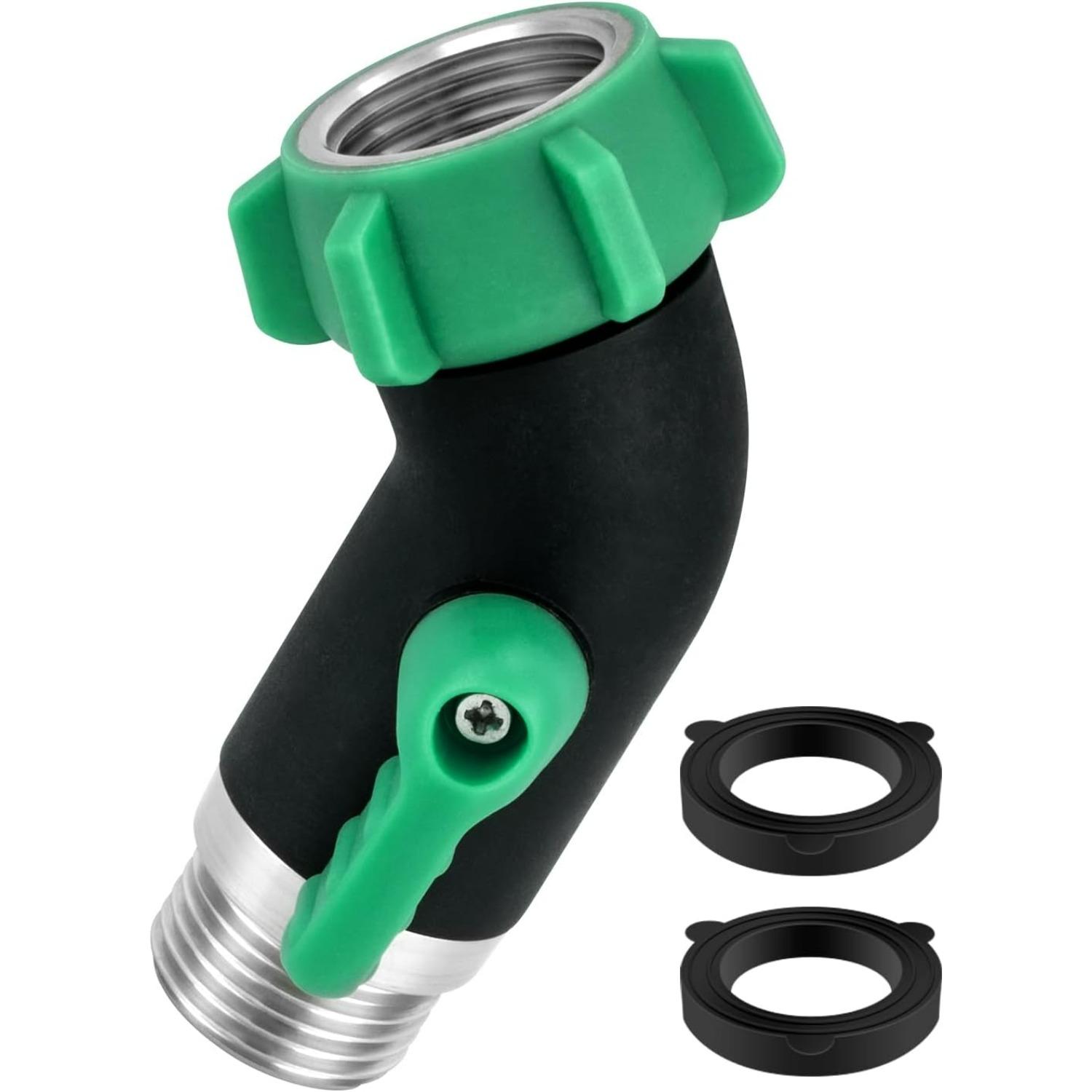 Stainless Steel Garden Hose Elbow Adapter,Degree Hose Elbow Angle Connector with Shut Off Valve,Heavy Duty Hose Adapter,Water Hose Fittings Compatible 45Degree Garden Hose Valve