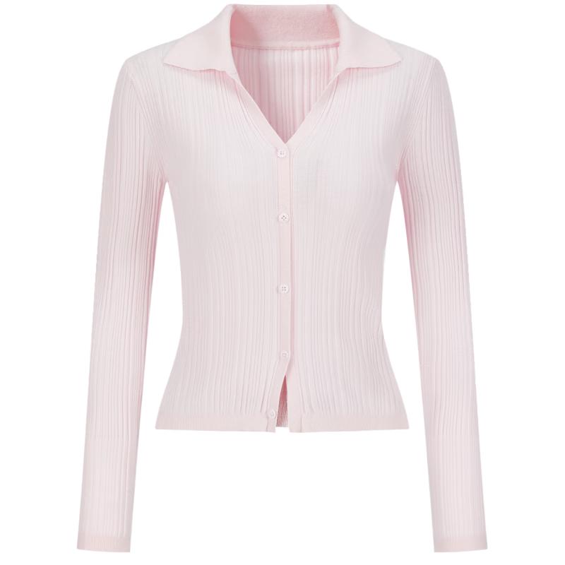 

JIUZI·ANNACO Women s 2025 Spring Minimalist Wool Blend Lapel Cardigan M