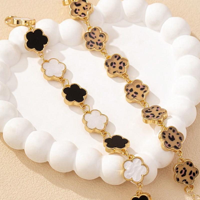 1pc  Patchwork Clover Flower Bracelet, Elegant Gorgeous Yet Minimalist Fashion Design, Suitable For Women, Ideal For Date Night