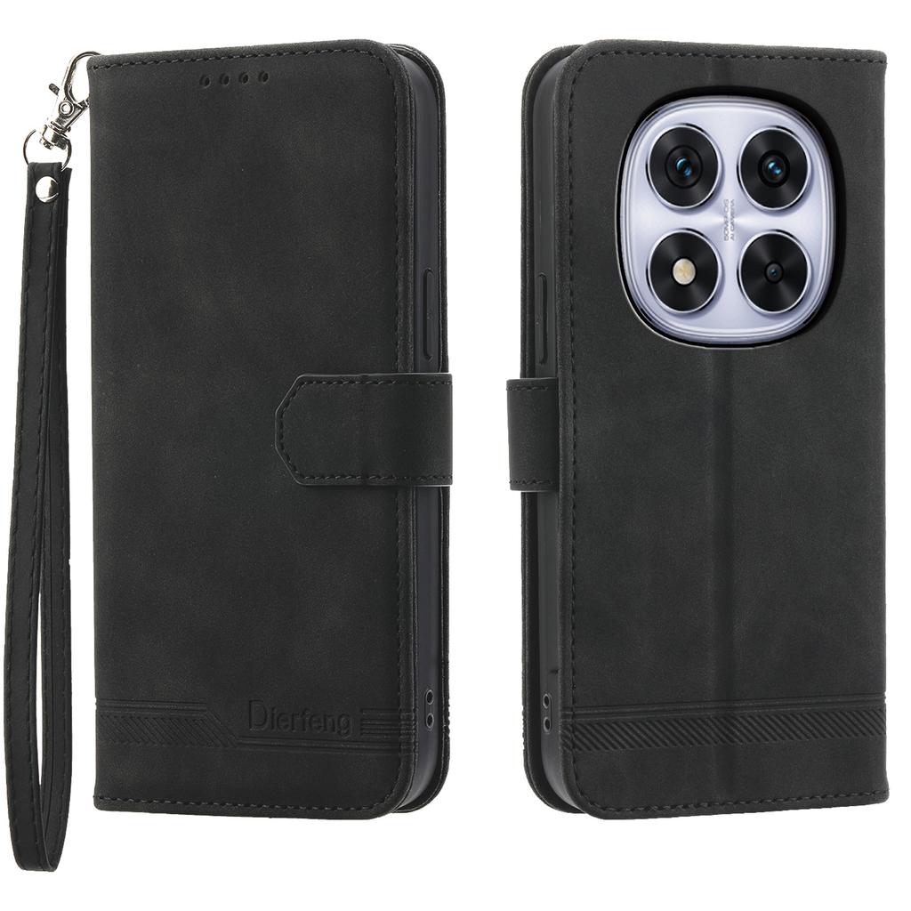 Für Xiaomi Redmi Note 14 Pro 5G/Poco X7 5G Lederhülle Linienprägung Brieftasche Handyhülle