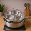 Compartmented Steaming Plate Raised Walls Stainless Steel Tray Shiny Silver Finish Divided