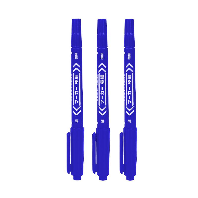 3pcs Wholesale Twin Tip Permanent Marker Pen Fine Point Waterproof Ink Thin Nib Crude Nib Black Ink 0.5mm-1mm Fine Color
