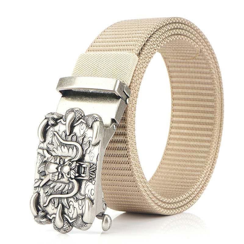 Men'S Nylon Belt Business Automatic Buckle Belt Casual Canvas Toothless Buckle Belt Strength Delivery