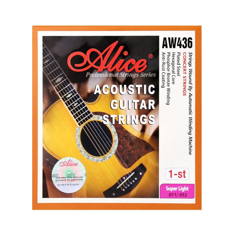 Alice AW436 Acoustic Guitar Single Steel Strings (1/2/3/4/5/6) - Folk Guitar String Accessories