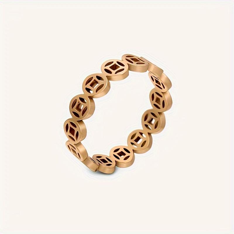 Hot Selling Hollow Copper Coin Ring Women's Retro Fashion Design Chinese Style Jewelry Wholesale Hair Agency