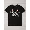 Women's Plus Size Cat Mom Graphic T-Shirt - Funny "Cat Mom" Text Athletic Top - Soft Breathable Shirt for Gym, Casual Outfits
