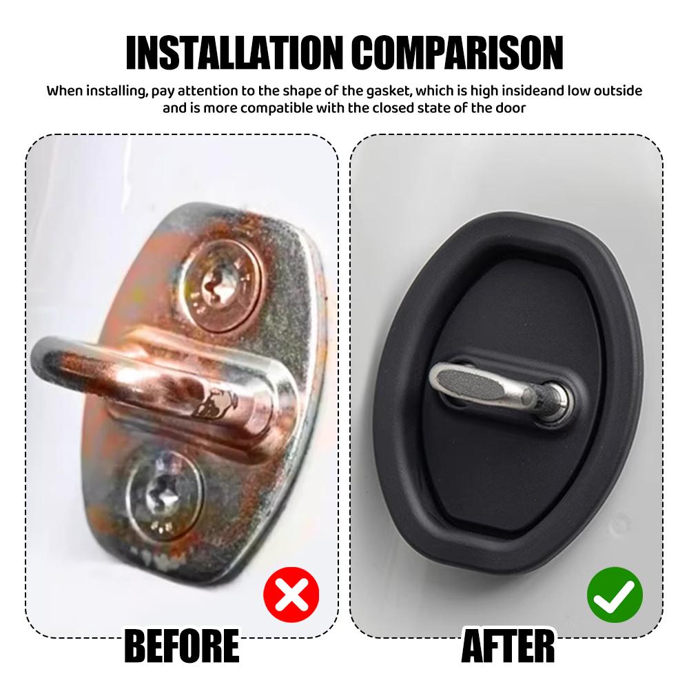 4pcs Silicone Car Door Lock Buckle Protective Covers, Durable And Quiet, Anti-Rust And Noise-Reducing Interior Accessories, Suit