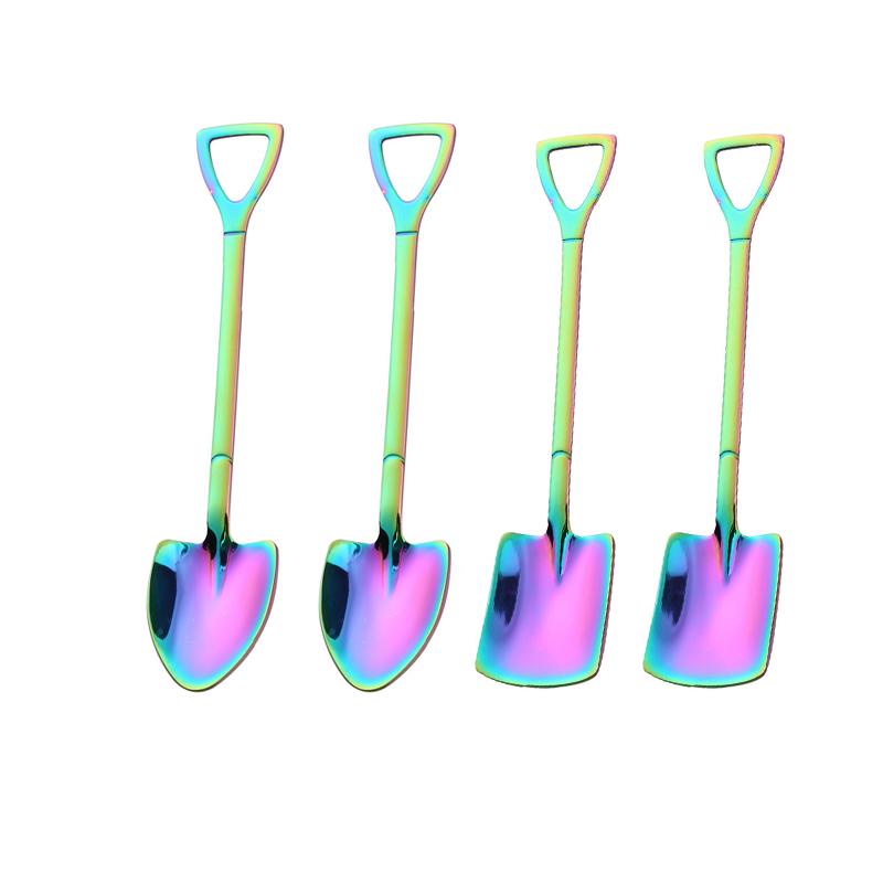 

1/2/4 шт. Кофейная ложка Столовые приборы из нержавеющей стали Столовая посуда Ретро Железная лопатка Мороженое Десертная ложка Совок Креативная ложка Чайная ложка 4PCS-multicolor3