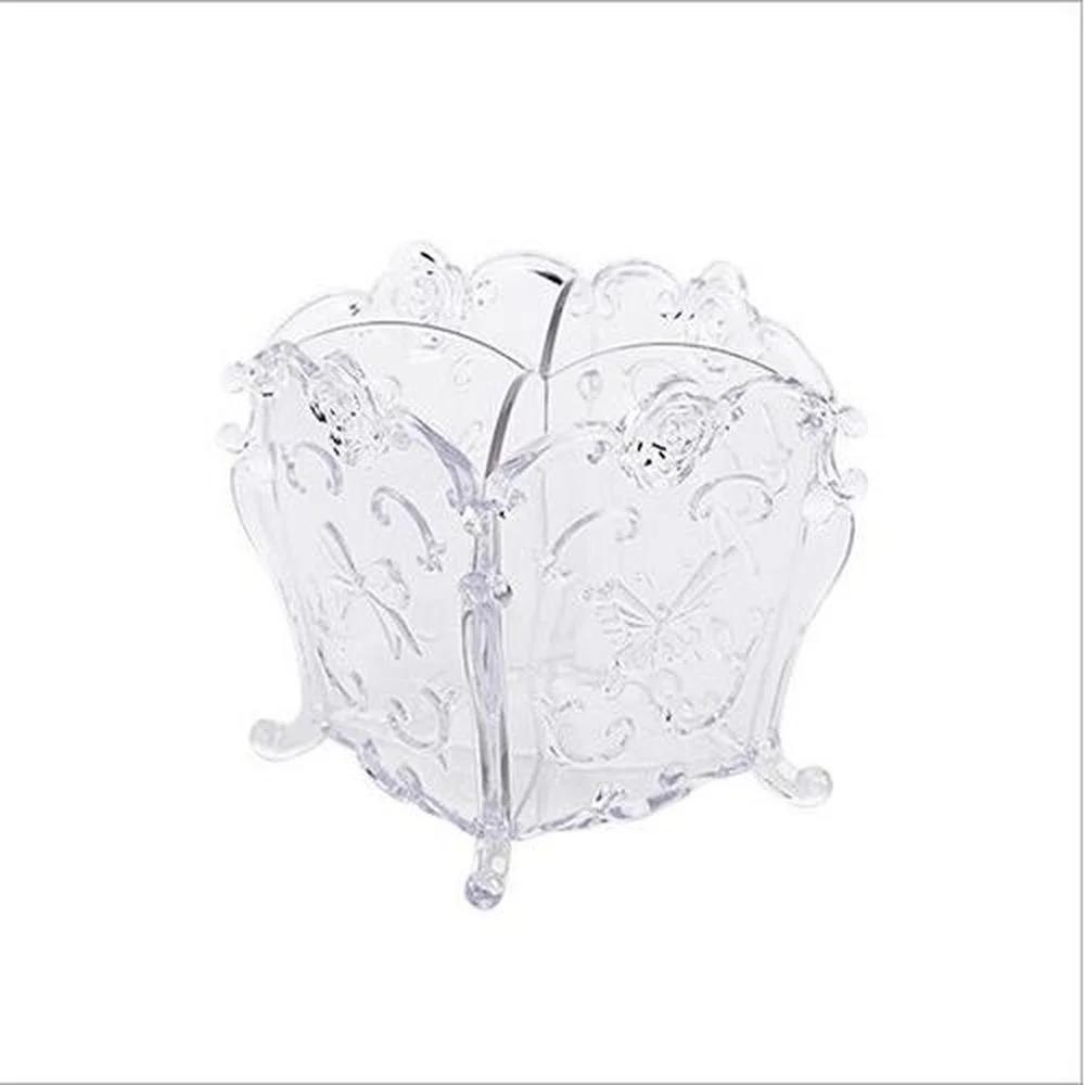 Transparent Cosmetic Storage Box Plastic Box Makeup Organizer Makeup Brush Lipstick Storage Box Vintage Carved Desktop Finishing