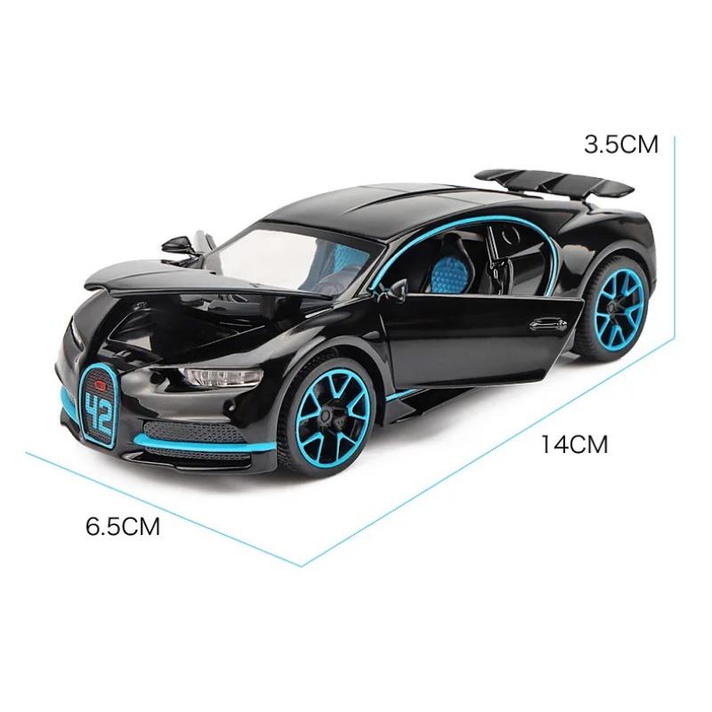 1/32 Bugatti Diecast Alloy Car Model Metal Pull Back Simulation Car Toy Boy Sports Car  Acousto-optic With To Open The Door Gift Car Toy