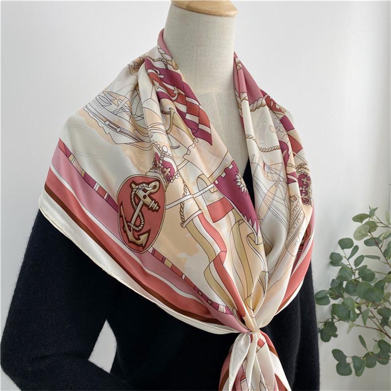 

110*110 см квадратный шелковый шарф женский модный принт маленький шейный платок офисный женский пояс для волос носовой платок женский платок шаль шарф 110*110cm красный