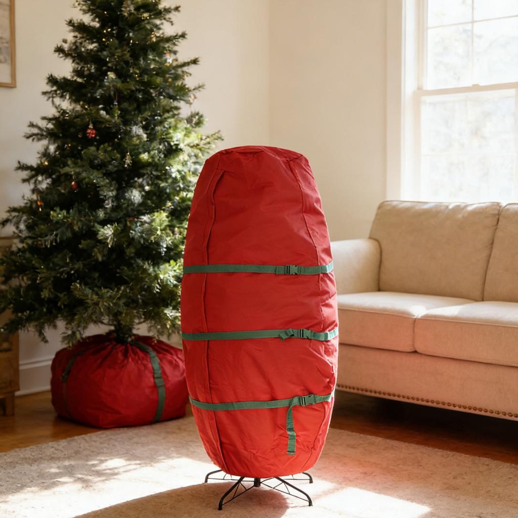 Upright Christmas Tree Storage Bag, Fits Up To 9 Ft Tall Artificial Tree,210D Oxford Cloth Xmas Bag with Buckle Straps and Cinch