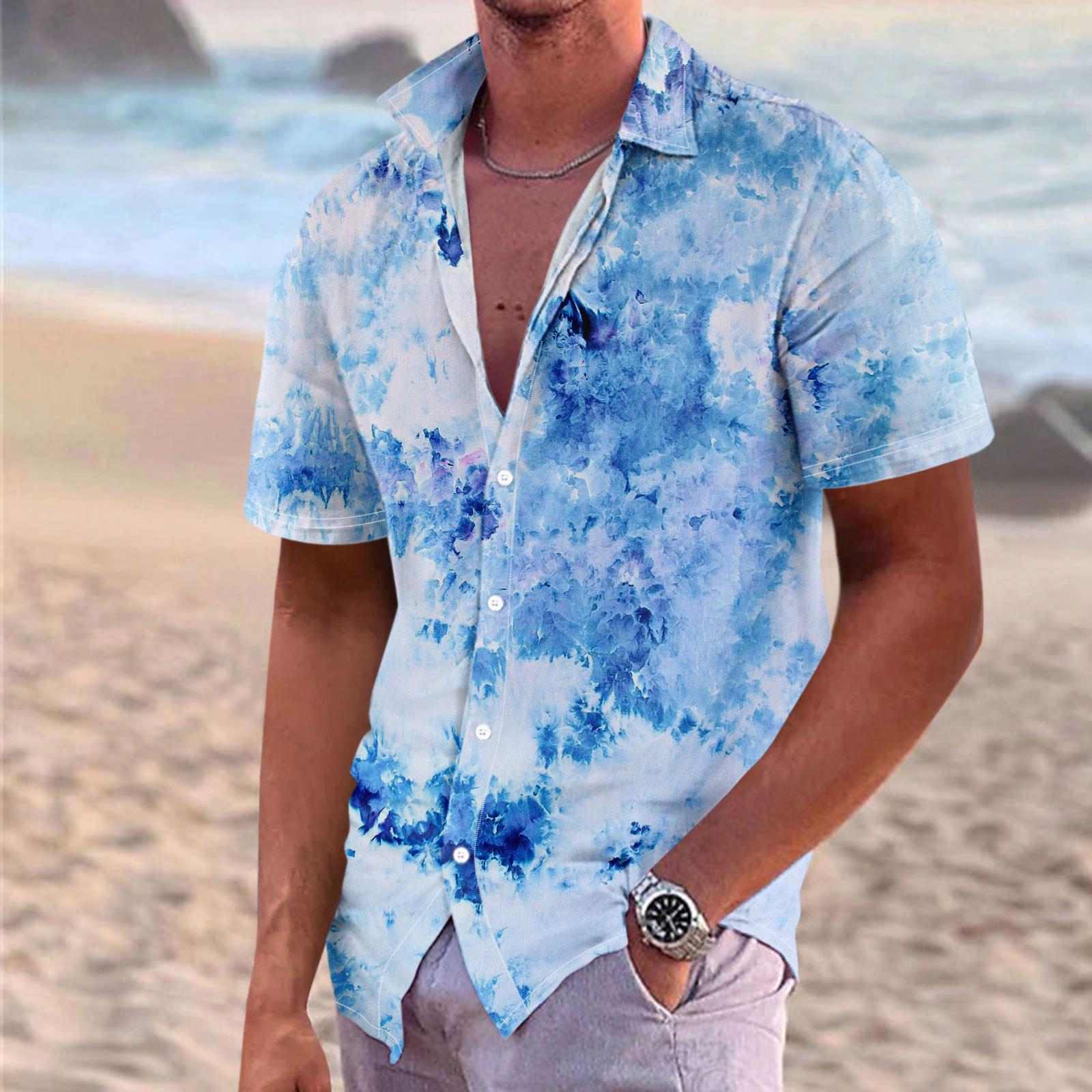 

Мужская летняя новая свободная рубашка с коротким рукавом с принтом, кардиган, пляжная рубашка XXL