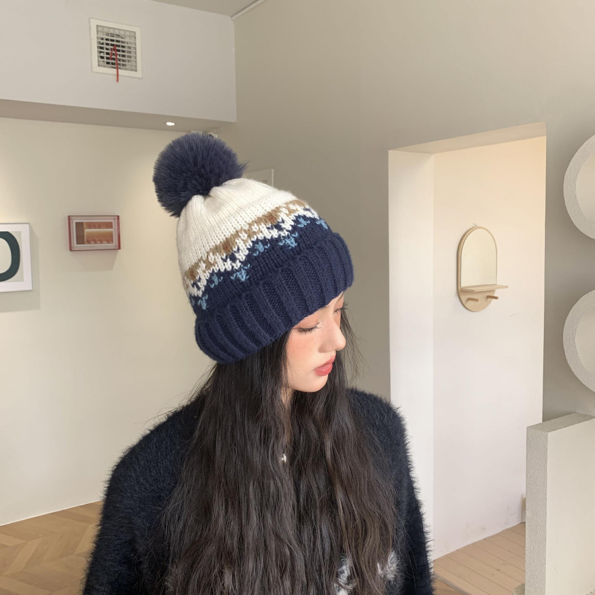 

BrandNew Warm Knitted Hat for Women for Women Korean Style Versatile Plus Velvet Thickened Windproof Ear Protection Wool Hat